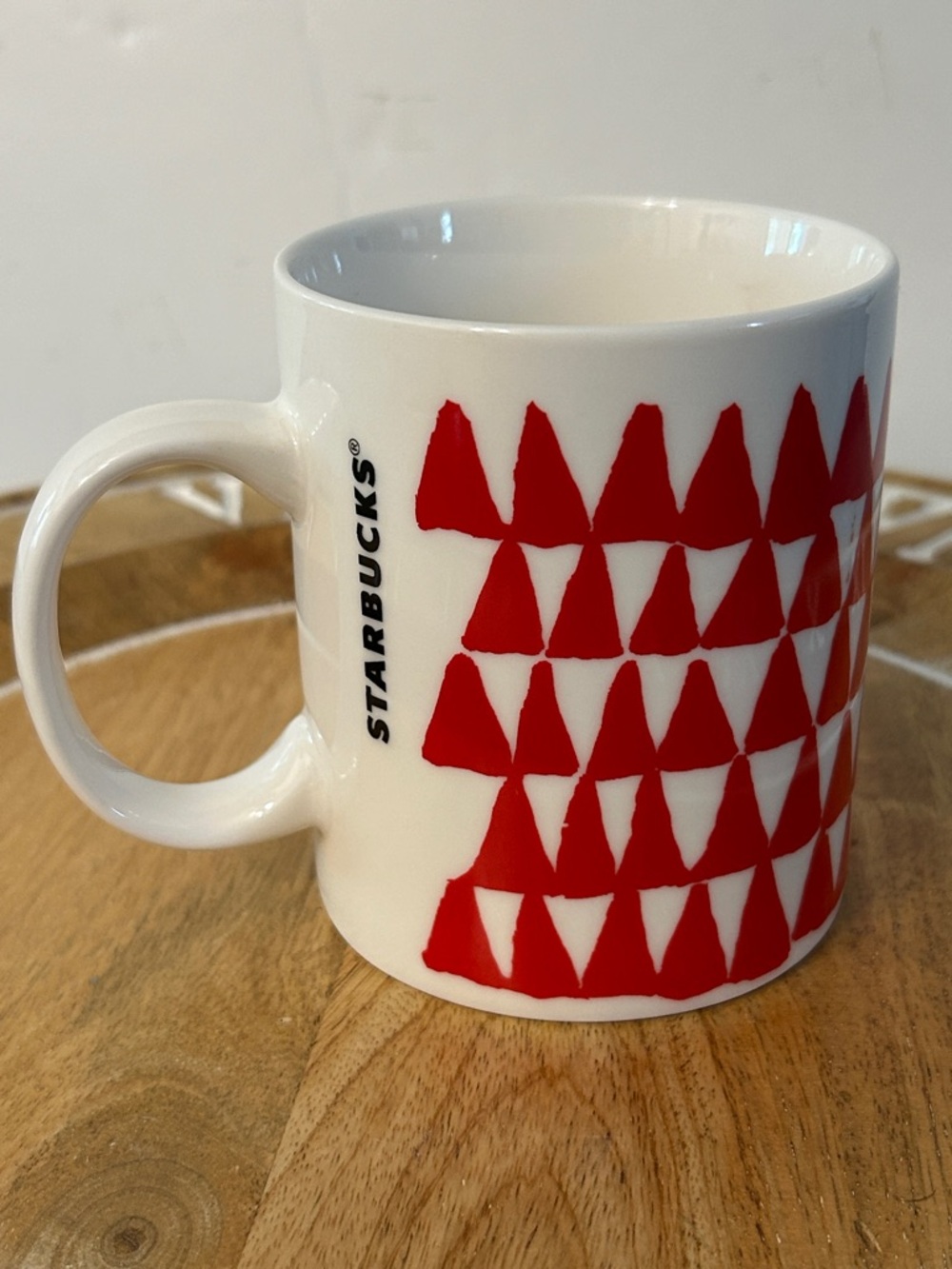 Starbucks White Red triangle Geometric Ceramic Mug 2016 abstract design